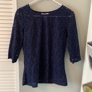 Lace navy blue top with attached cami